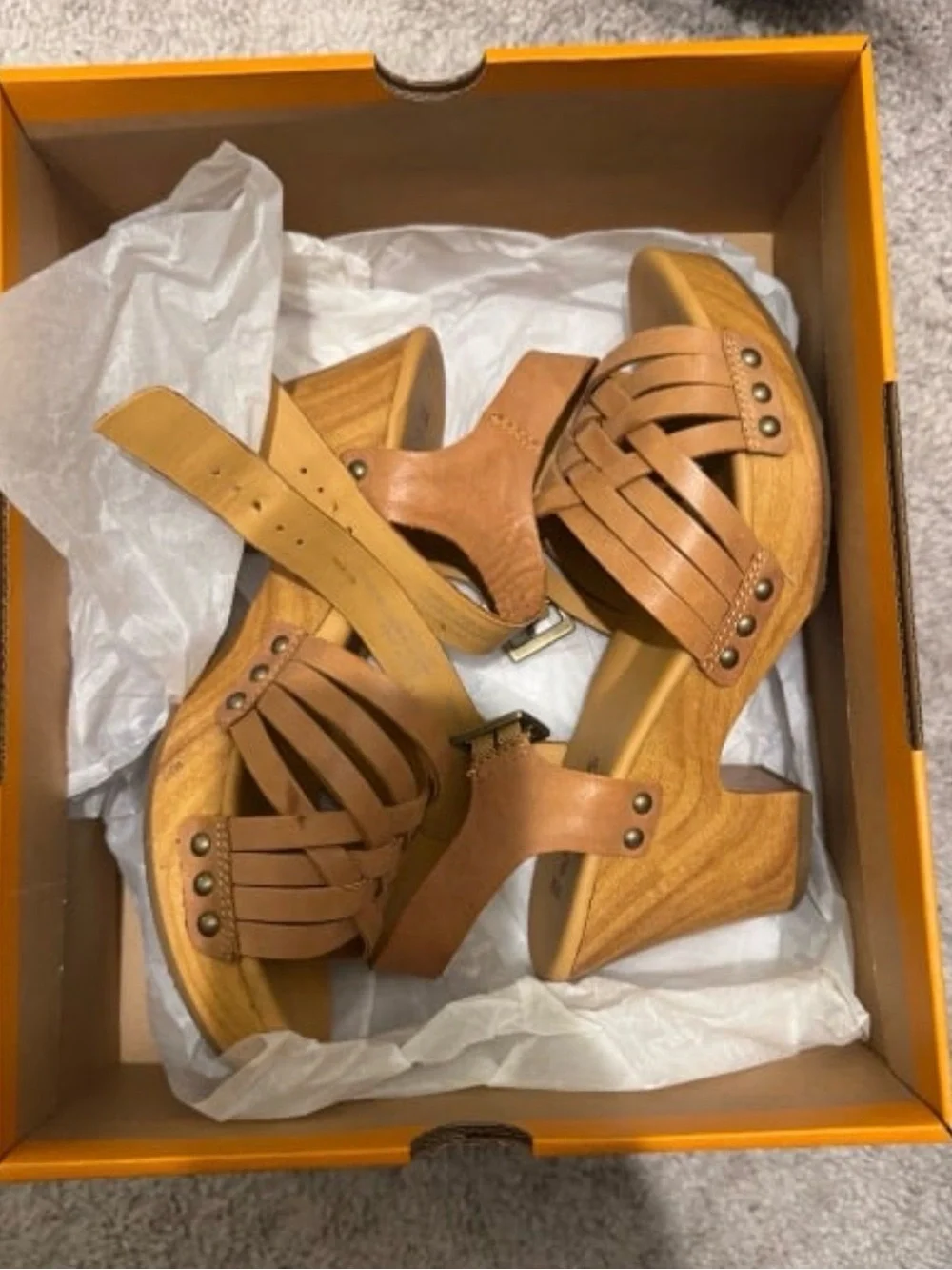 ✨ NIB KORKS Berryessa Women’s Tan Leather Platform Sandals